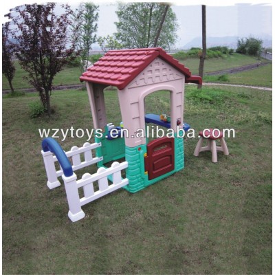 Children Plastic Garden Playhouse With Fence And Taboret