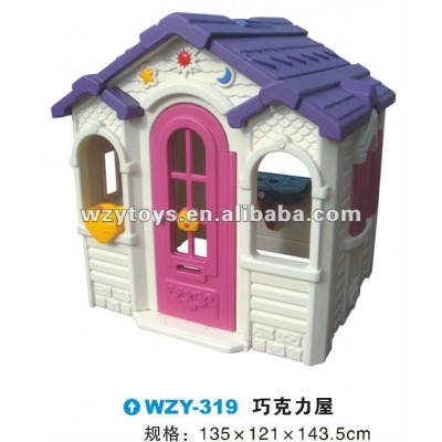 Preschool children's plastic playhouse in garden