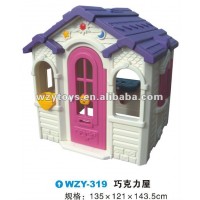 Preschool children's plastic playhouse in garden